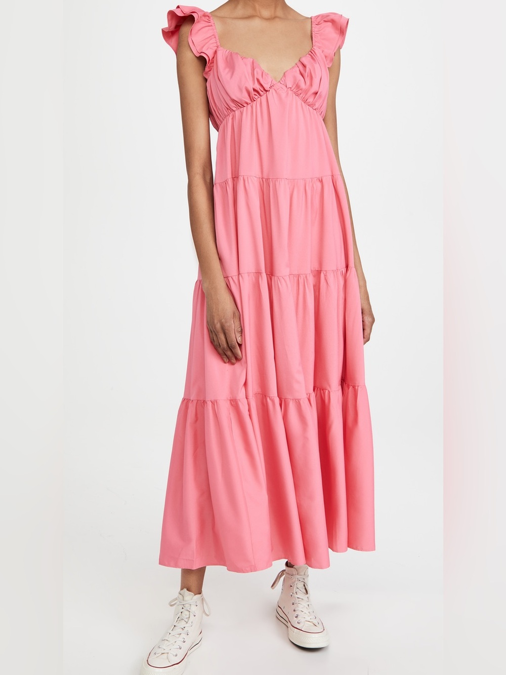 English Factory Pink Ruffled Tiered Maxi Dress Size XS